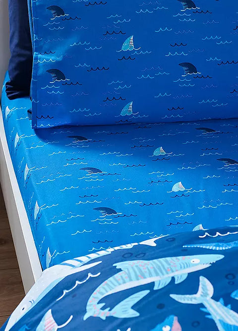 CATHERINE LANSFIELD Jawsome Shark Fitted Sheet - Blue