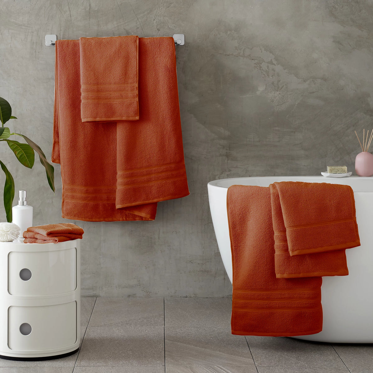 CATHERINE LANSFIELD : Zero Twist Cotton Face Cloth Pair - Terracotta