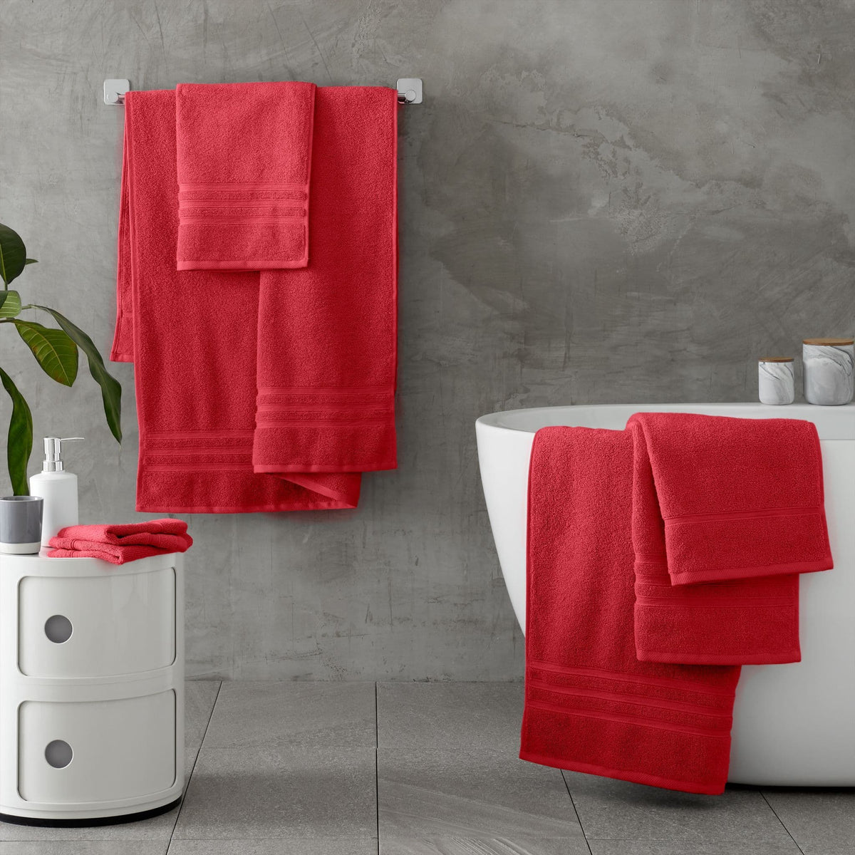 CATHERINE LANSFIELD : Zero Twist Cotton Towel - Red (Available in 3 Sizes)