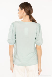 COPE CLOTHING : V - Neck Puff Sleeve Top