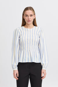 ICHI Rebekka Striped Blouse - Blue