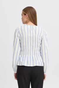 ICHI Rebekka Striped Blouse - Blue