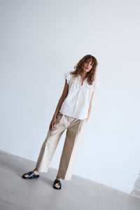 ICHI Unica Wide Leg Trousers - Cream