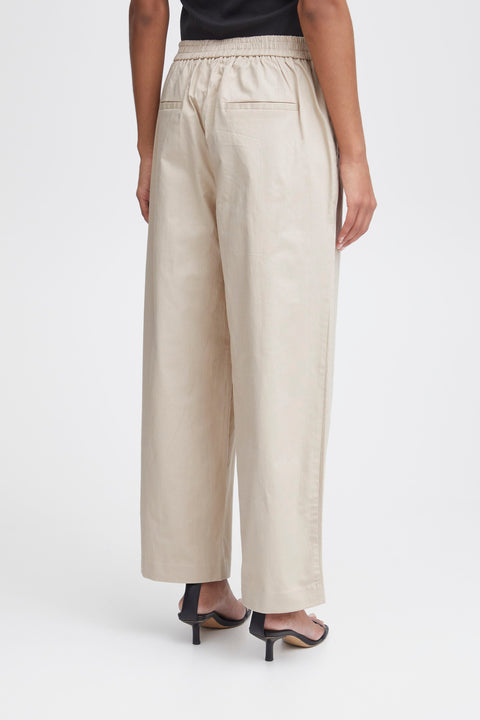 ICHI Unica Wide Leg Trousers - Cream