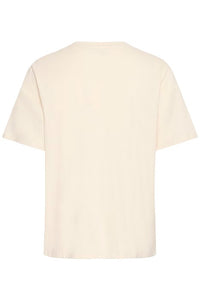 ICHI Nayola Lace Detail T-Shirt - Cream