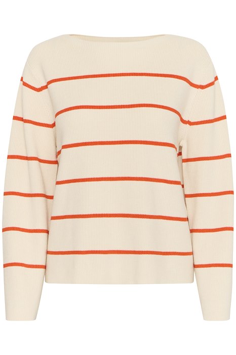 ICHI : Boston Striped Pullover - Cream