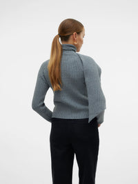 VERO MODA : Zoey Wrap Neck Jumper - Grey