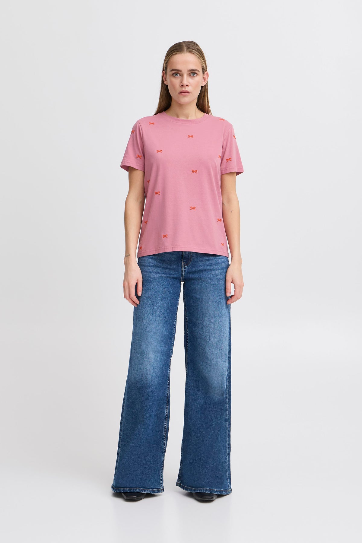 ICHI Camino Bow T-Shirt - Pink