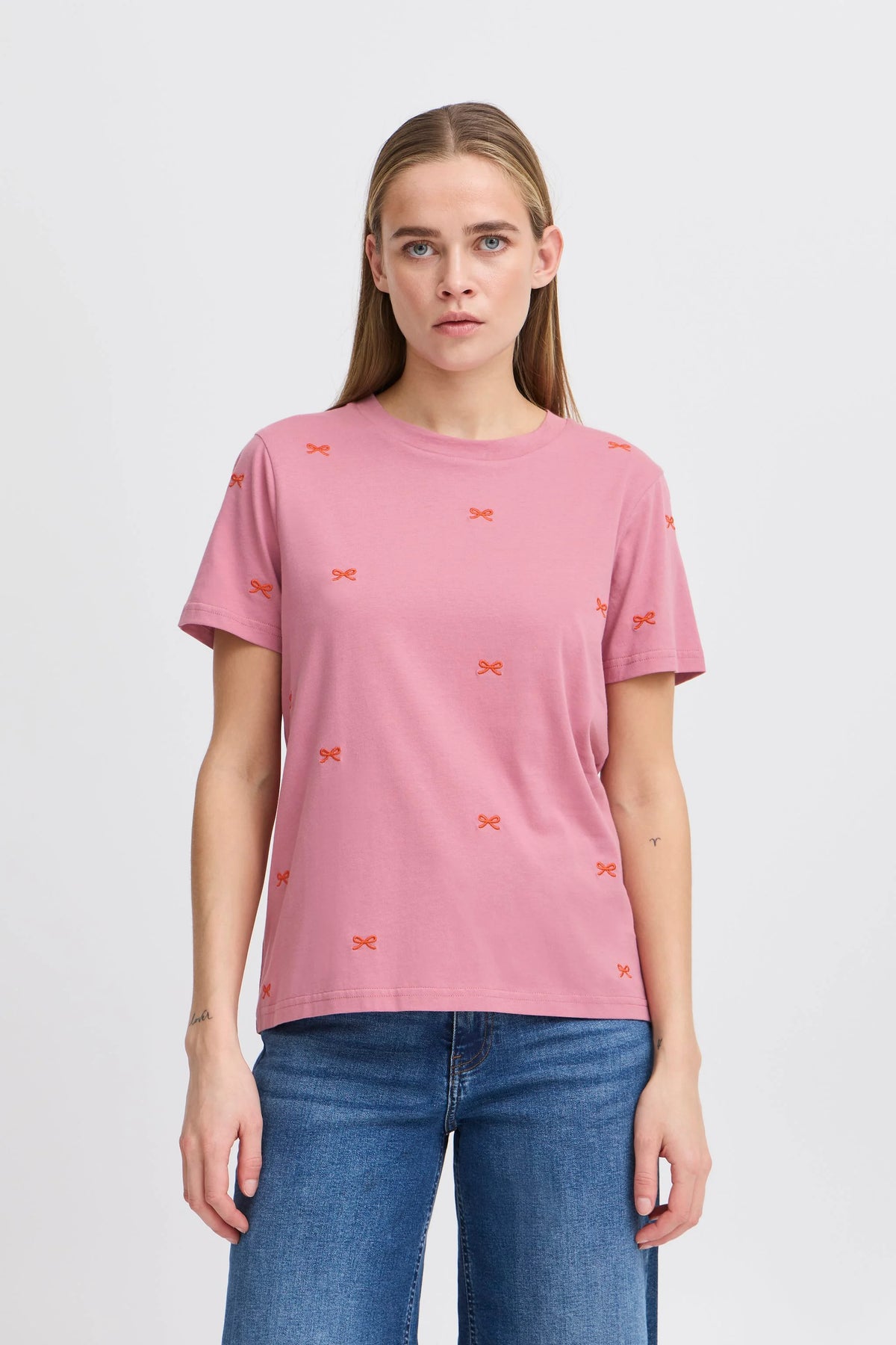 ICHI Camino Bow T-Shirt - Pink