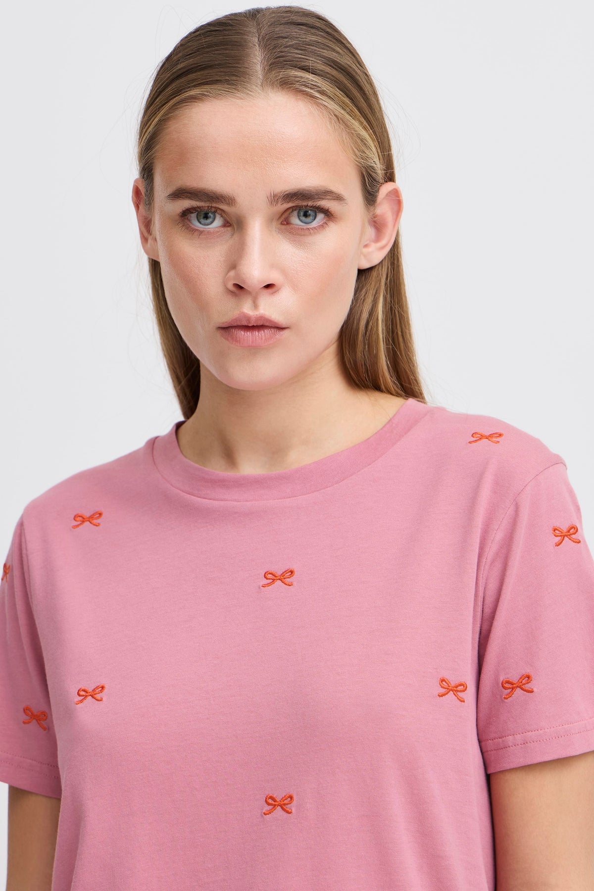 ICHI Camino Bow T-Shirt - Pink