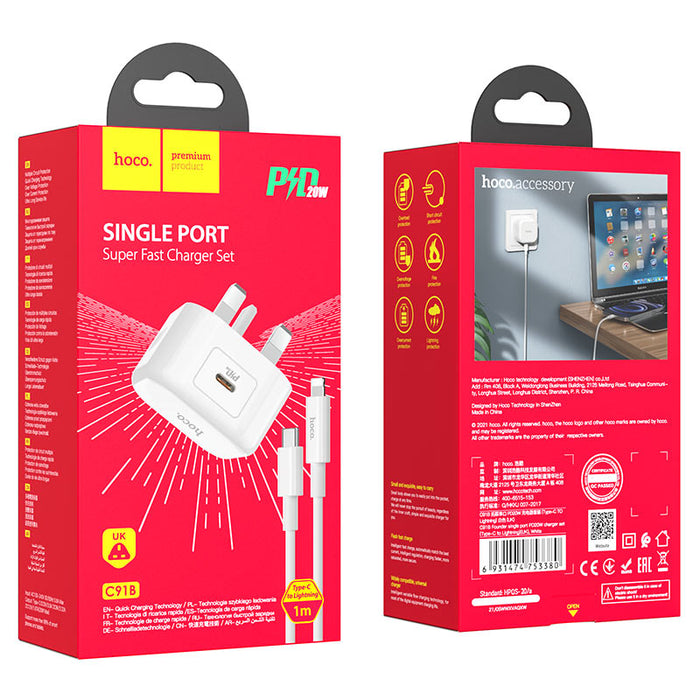 Hoco Single Port Super Fast Charger Set C91B