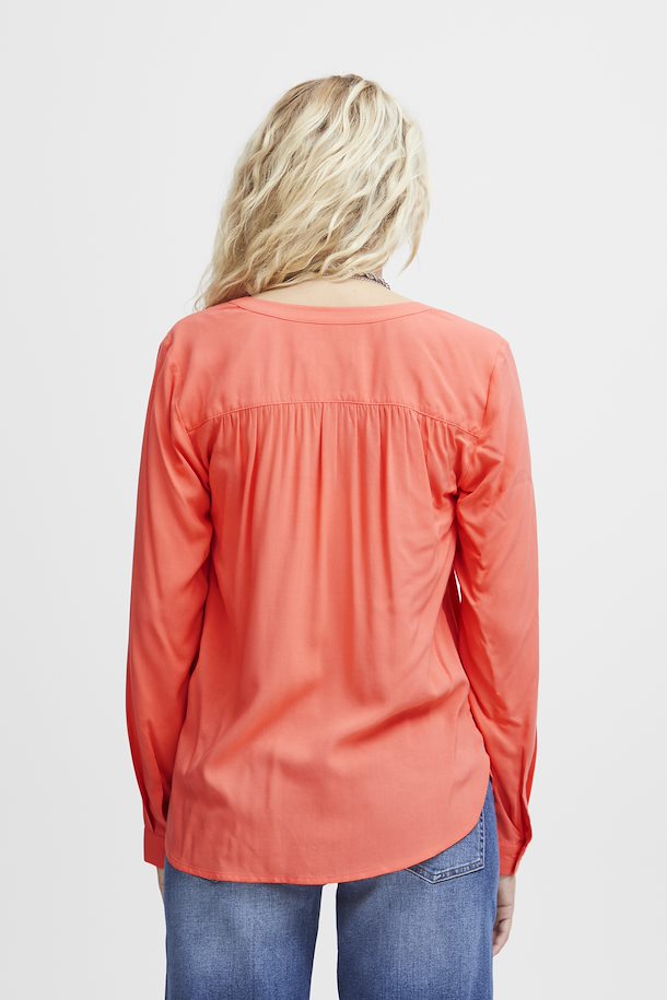 ICHI : Main LS Blouse - Coral