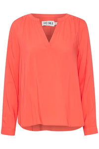 ICHI : Main LS Blouse - Coral