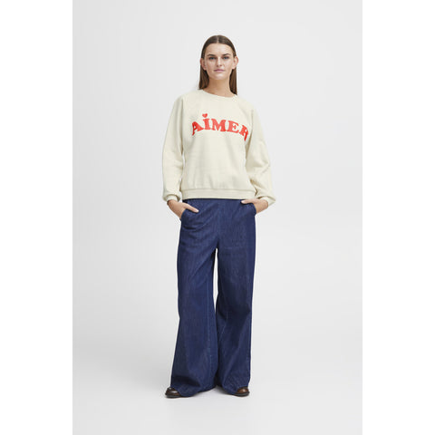 ICHI : Lela Brushed Sweatshirt - Cream