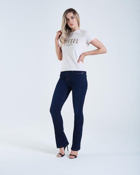 DIESEL : Gina High Rise Bootleg Jeans - Indigo Blue