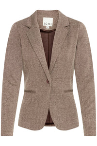 ICHI Kate Jacquard Blazer - Almond Herringbone