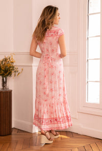 COPE CLOTHING : Button Front Maxi Dress - Pink