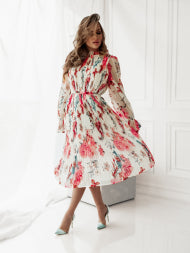 COPE CLOTHING : Elegant Pleated Floral Dress