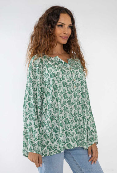 COPE CLOTHING : Long Sleeve Printed Tunic : Green