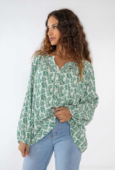 COPE CLOTHING : Long Sleeve Printed Tunic : Green