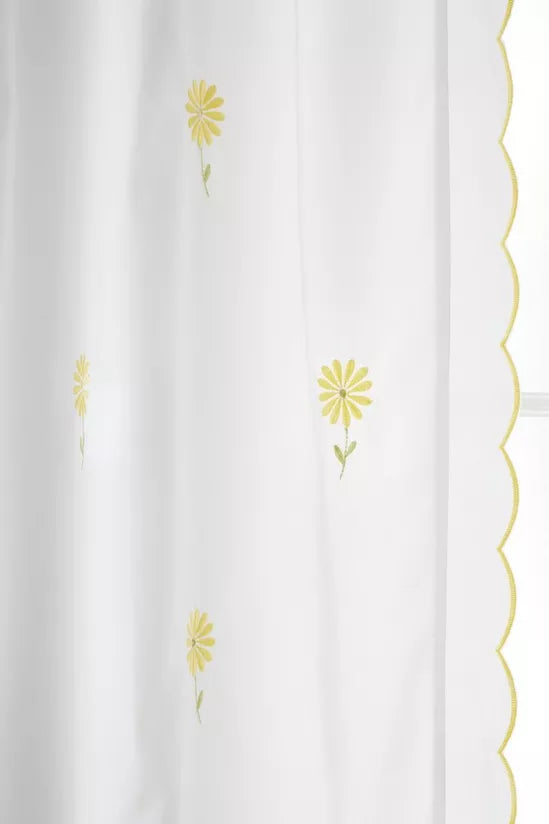 CATHERINE LANSFIELD : Lorna Embroidered Daisy Slot Top Curtain Panel