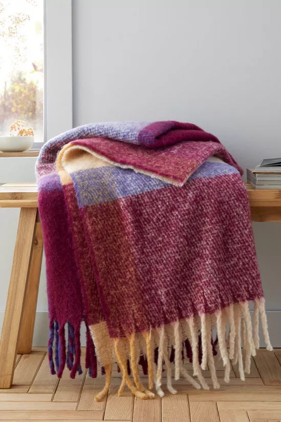 CATHERINE LANSFIELD : Faux Mohair Check Blanket Throw