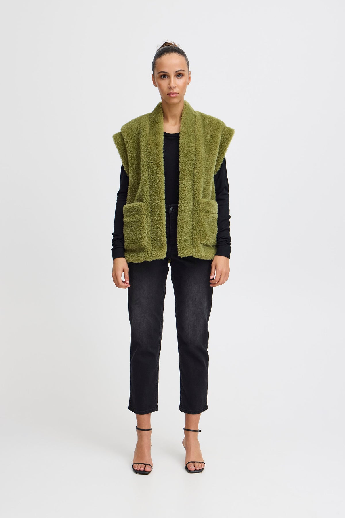 ICHI : Gizla Teddy Gilet - Green