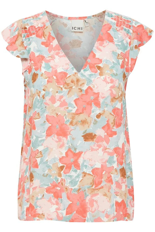 ICHI : Sanura Floral V-Neck Blouse