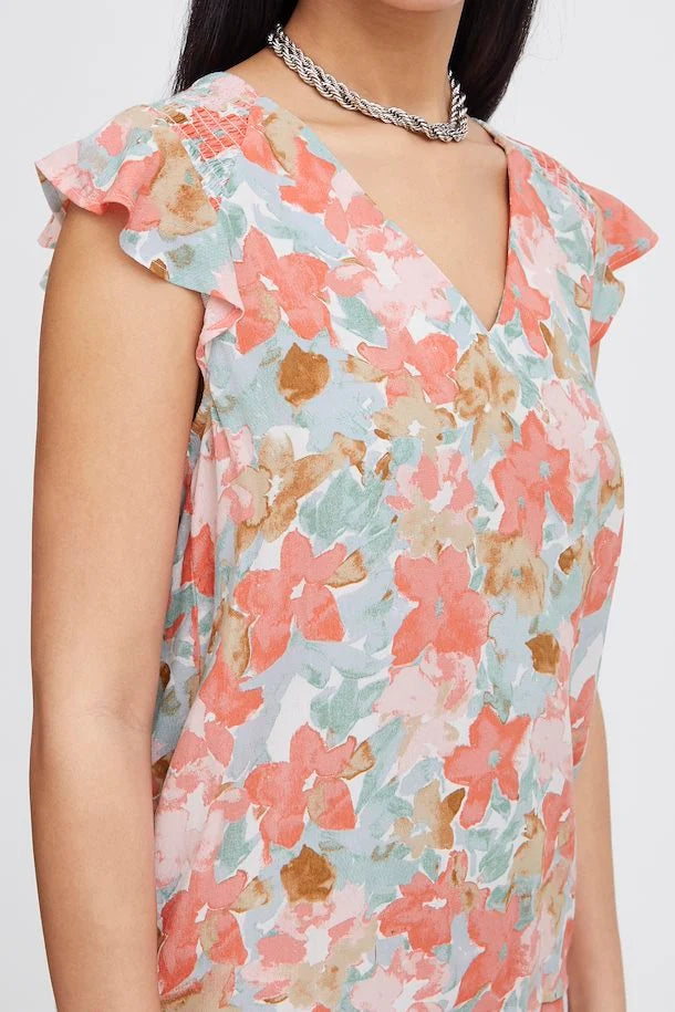 ICHI : Sanura Floral V-Neck Blouse