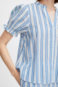 ICHI : Ezomo Stripe Shirt - Blue