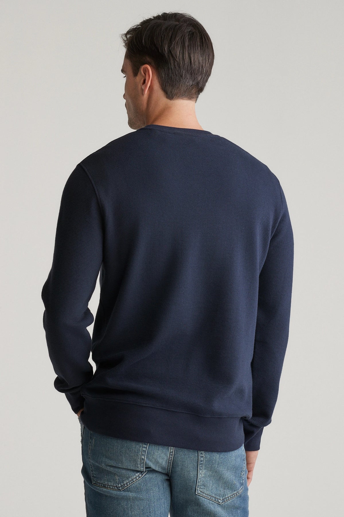 GANT Textured Crew Neck Sweater - Navy