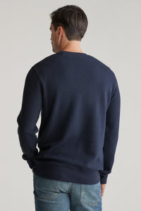 GANT Textured Crew Neck Sweater - Navy