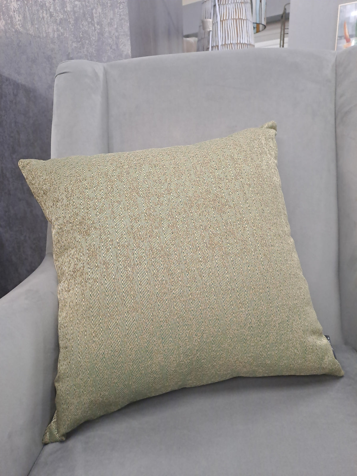 FERVOR & HUE : Luxury Cushion - Herringbone Emerald