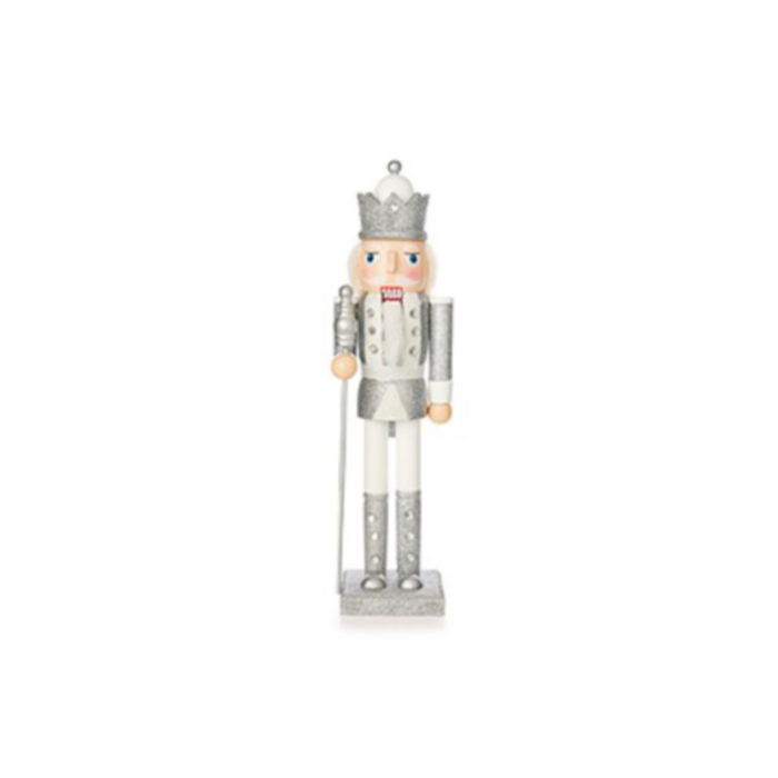 Silver and White Standing Nutcracker Decoration 38cm