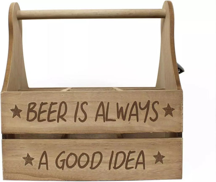 LANGS : Wooden Beer Hoalder Crate With Opener On The Side