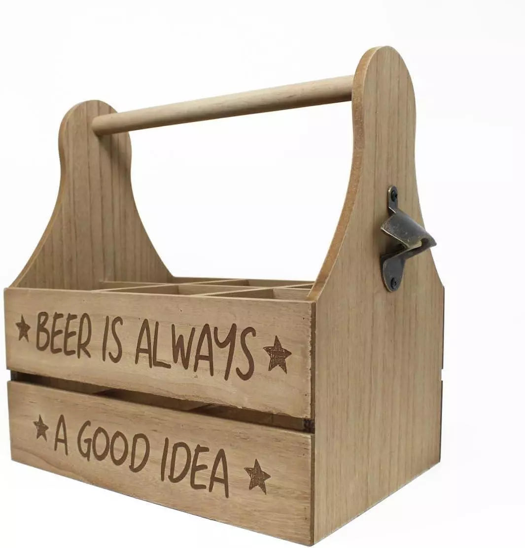 LANGS : Wooden Beer Hoalder Crate With Opener On The Side