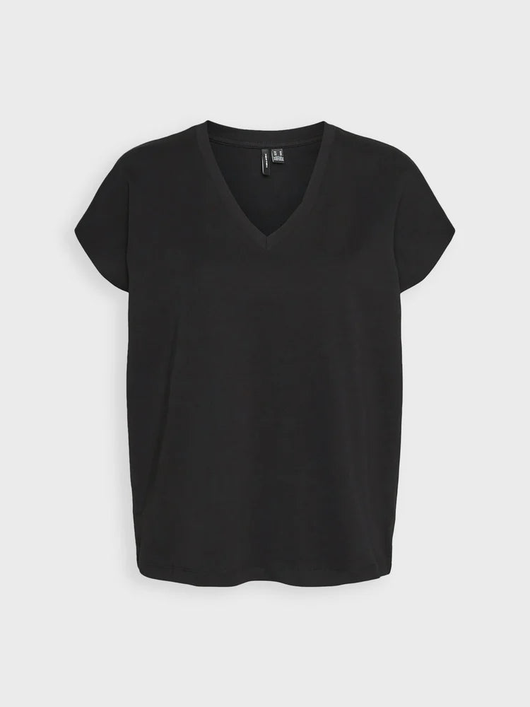 VERO MODA Karin V-Neck Top - Black