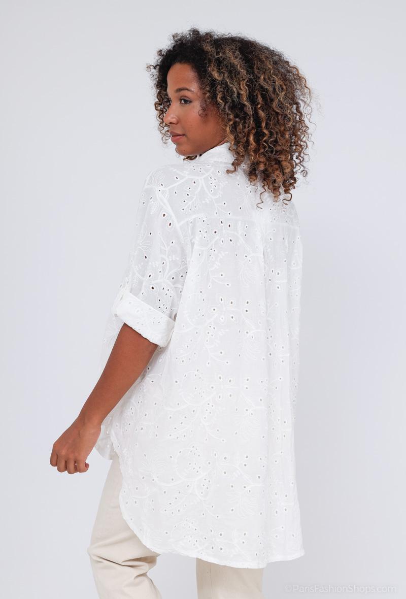 COPE CLOTHING : White Embroidery Shirt