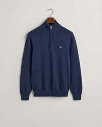 GANT : Casual Half Zip Sweater - Evening Blue