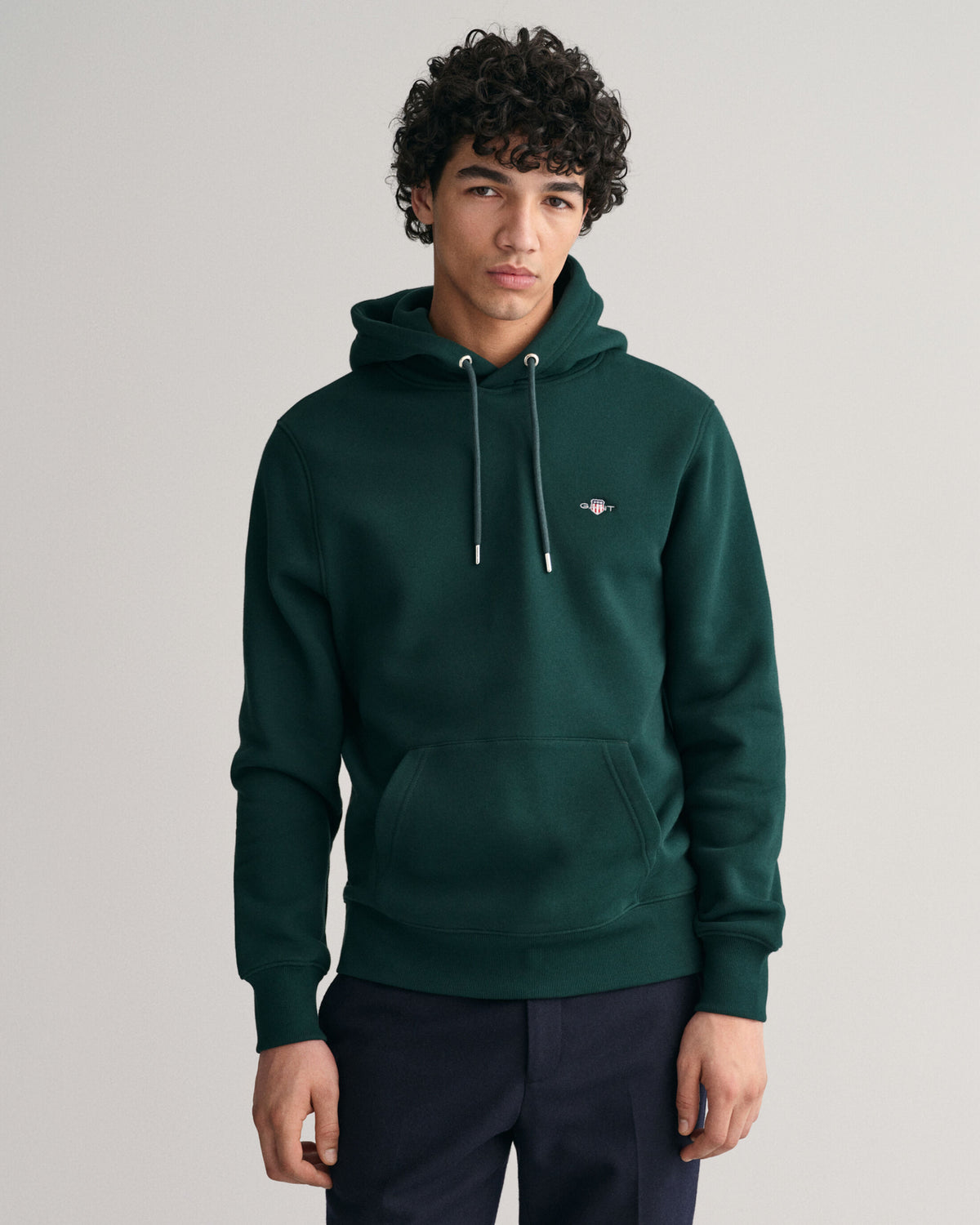 GANT Regular Shield Hoodie - Tartan Green