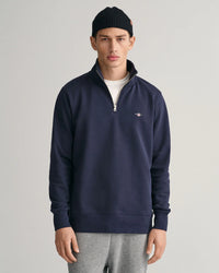 GANT : Shield Half Zip Sweater - Evening Blue