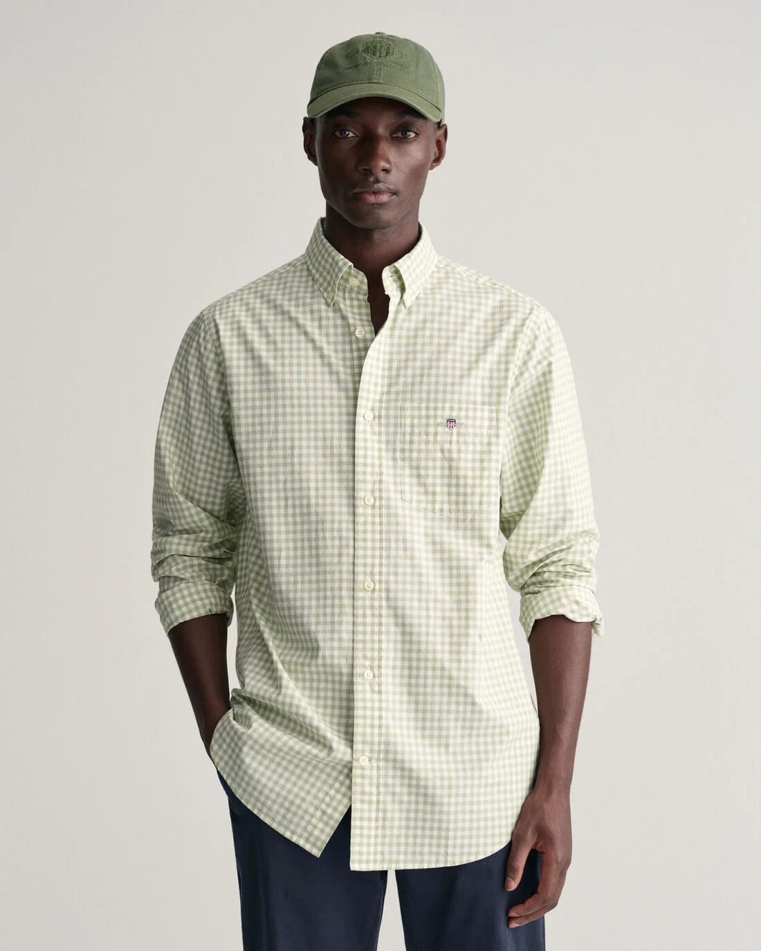 GANT : Regular Fit Gingham Poplin Shirt - Green