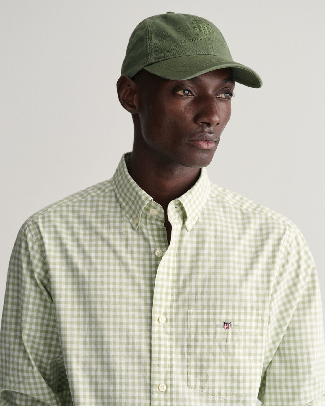 GANT : Regular Fit Gingham Poplin Shirt - Green