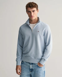 GANT : Shield Half Zip Sweater - Dove Blue