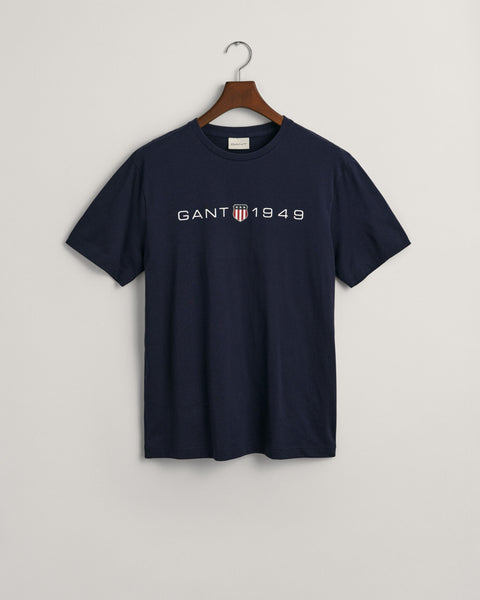 GANT : Printed Graphic Short Sleeve T-Shirt - Navy