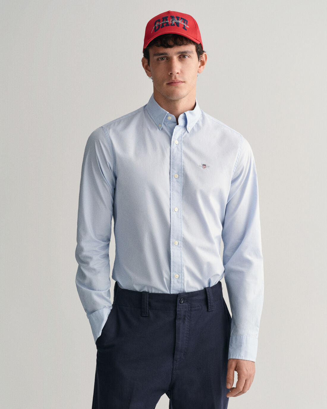 GANT : Slim Fit Poplin Shirt - Light Blue