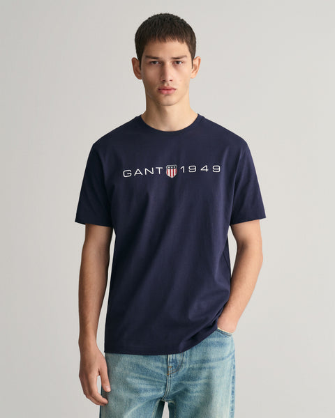 GANT : Printed Graphic Short Sleeve T-Shirt - Navy