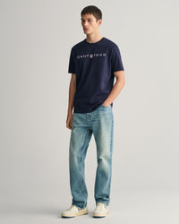 GANT : Printed Graphic Short Sleeve T-Shirt - Navy