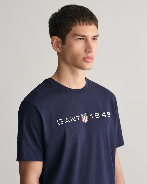 GANT : Printed Graphic Short Sleeve T-Shirt - Navy