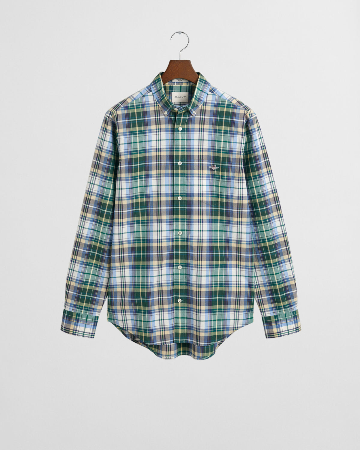 GANT : Regular Fit Tartan Checked Poplin Shirt - Green